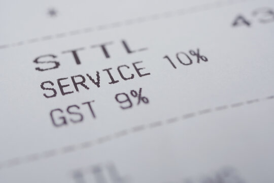 Bill showing service charge and GST details