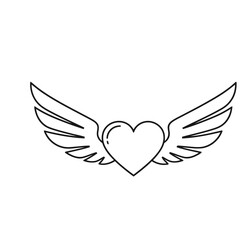 Fototapeta premium Heart with Wings Outline