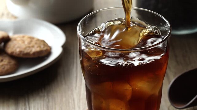 アイスコーヒーを注ぐ