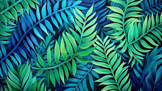 Digital vintage gouache art ferns pattern abstract background
