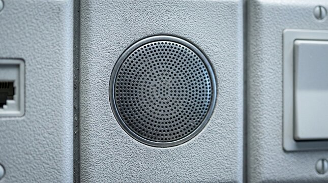 Bed Alarm Speaker Grille Close-up Set Within the Headwall Panel - Nurse Call Speaker System in Hospital Room