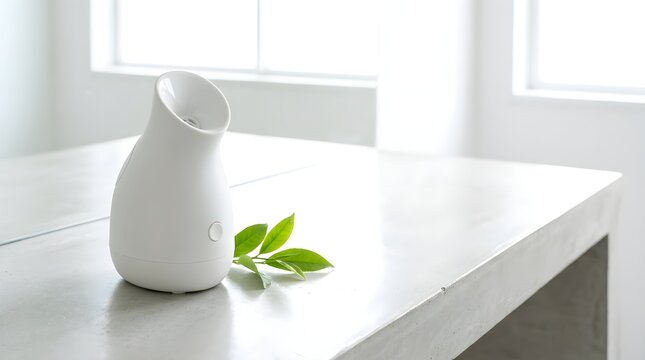 Professional white facial steamer resting on vanity deck for wellness skin care treatment blog
