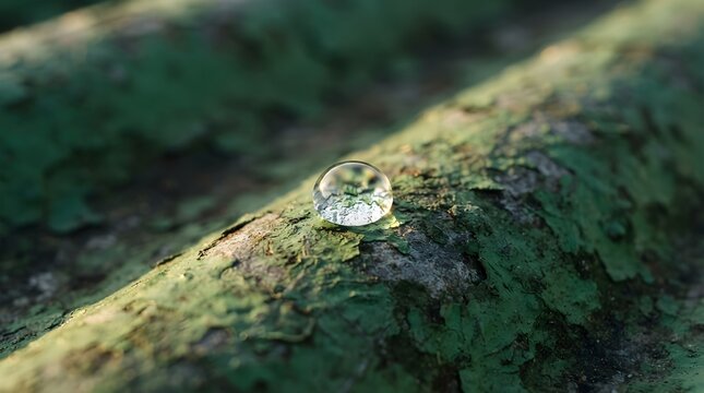 Single water droplet resting on toxic lead surface representing environmental pollution concept