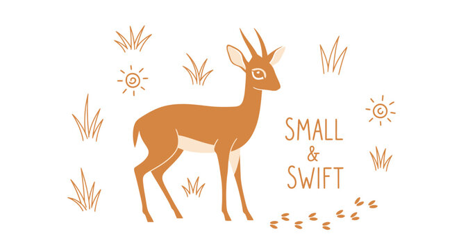 Minimalist antelope vector illustration with Small and Swift text.