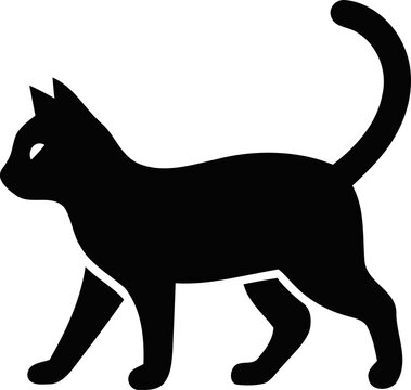 Black cat silhouette walking icon isolated on transparent background