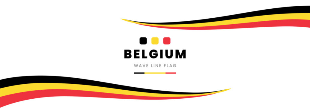 Happy Belgian National Day 2026 banner featuring Belgium flag ribbon border. Patriotic 21 July celebration design for 195th anniversary, national holiday poster and card template.