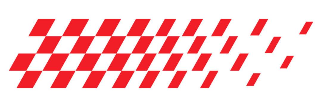 Red checkered racing flag pattern fading to individual squares on a transparent background