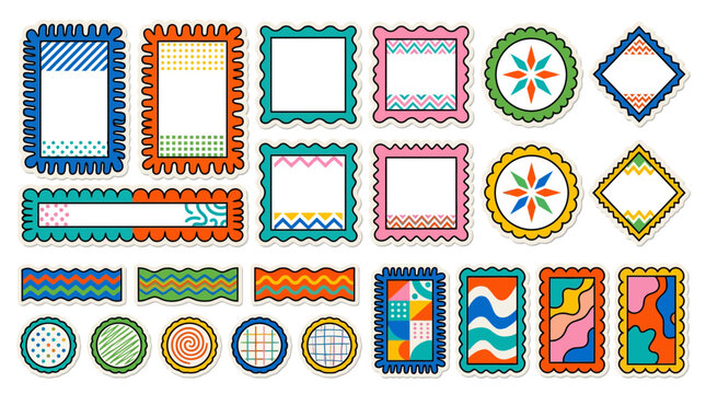 Colorful Decorative Frames, Borders, and Stickers Collection