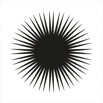 Minimalist black sunburst graphic symbol with sunburst starburst minimalist abstract geometric centered symmetry isolated illustration radiance