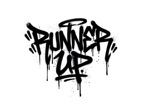 Runner up graffiti tag black spray paint with graffiti lettering dripping isolated background subculture creative expression artistic