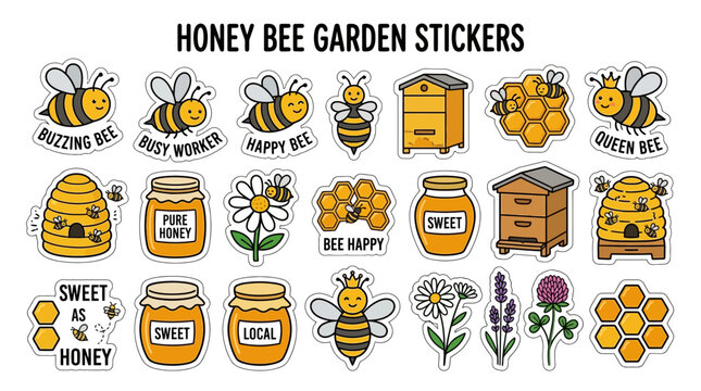 Cute Honey Bee Garden Stickers Collection