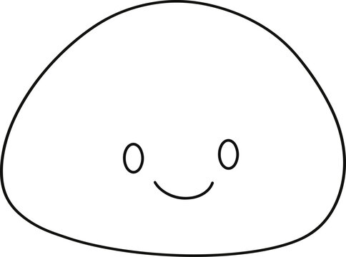Cute Dango Mochi Line Art Minimalist Cute Smiling Rice Cake Cartoon Coloring Page