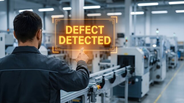 Industrial Quality Inspector Detects Manufacturing Defect via Holographic AR Interface