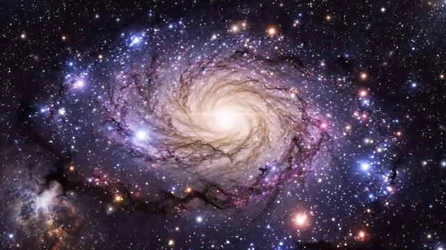 Mesmerizing Spiral Galaxy Swirling Through the Cosmos - A stunning visual of a vibrant spiral galaxy with brilliant stars, set against the vast darkness of space.