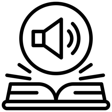 sound lound book learning knowledge simple line icon