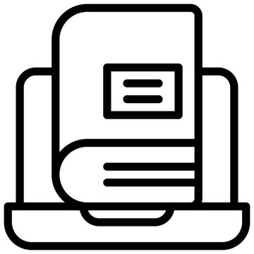 laptop online electronics reading book knowledge simple line icon
