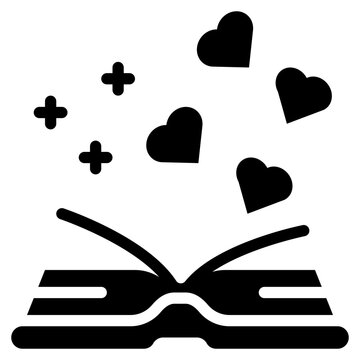 heart flying open book education knowledge love solid glyph icon