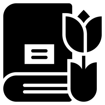 flower floral growth book knowledge education solid glyph icon
