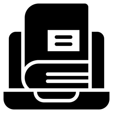 laptop online electronics reading book knowledge solid glyph icon