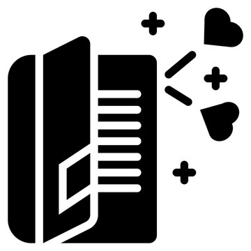 open book love knowledge education solid glyph icon