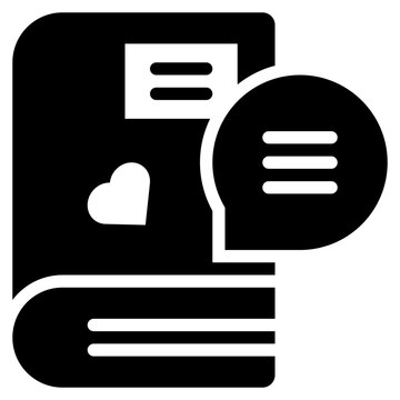 talking chat query love favorite book solid glyph icon