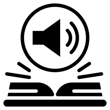 sound lound book learning knowledge solid glyph icon