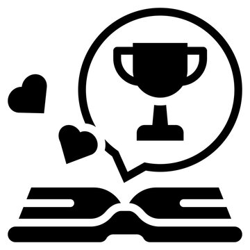 winner success award knowledge learning book solid glyph icon