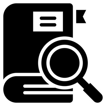 search finding book knowledge education solid glyph icon