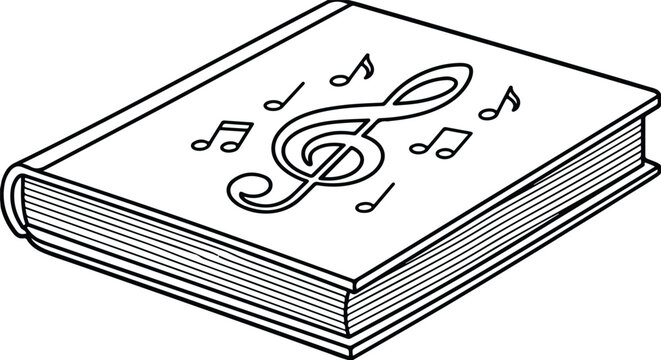 Isometric Music Theory Songbook Treble Clef Line Art Vector Icon