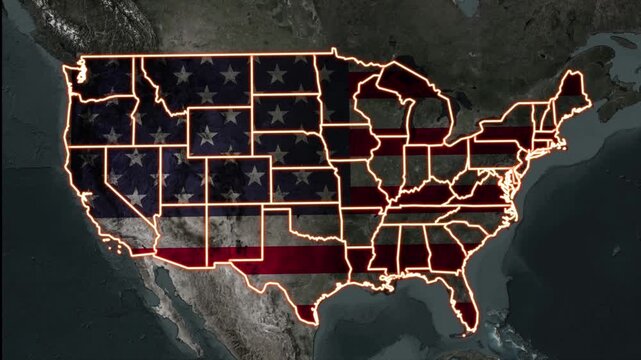 United States States Map Animation, USA State Boundaries Reveal, American Political Map Outline, Geographic Map Background