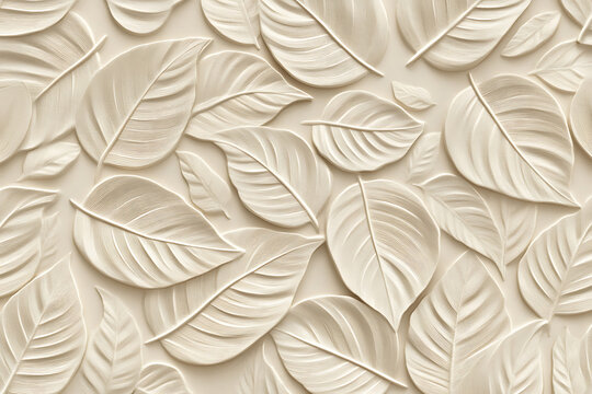 Elegant Embossed Leaf Pattern Background With Fine Details.