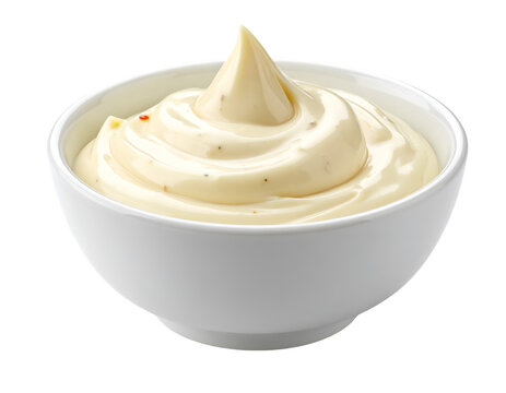 garlic aioli in a bowl. an emulsion of garlic and olive oil. isolated on transparent png