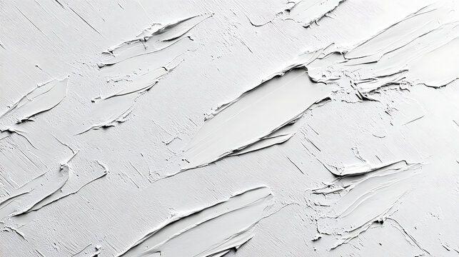 White Plaster Texture Background With Rough Brush Strokes.