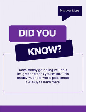 Minimalist typography poster featuring the title "Did You Know?" and the quote "Consistently gathering valuable insights sharpens your mind, fuels creativity, and drives a passionate curiosity to lear