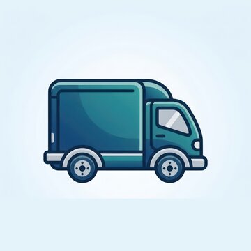 Dark blue delivery van truck icon profile