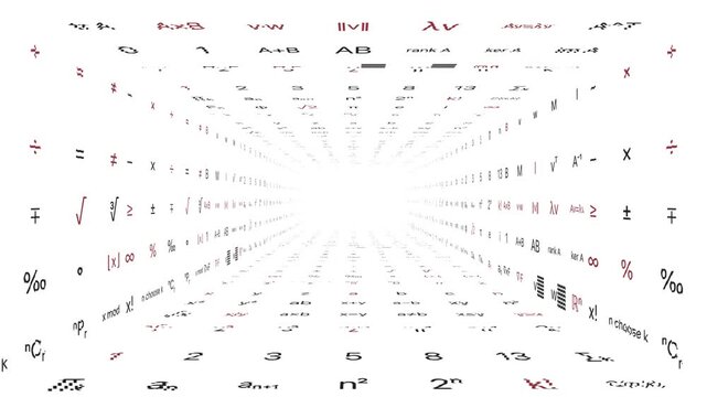 Futuristic Math Symbols Tunnel Loop Animation