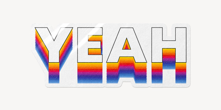 Yeah word typography, layered retro font