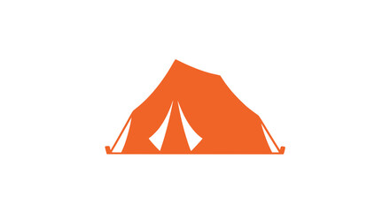 Orange tent icon, camping symbol, outdoor shelter, travel equipment, minimalist vector illustration © Akun