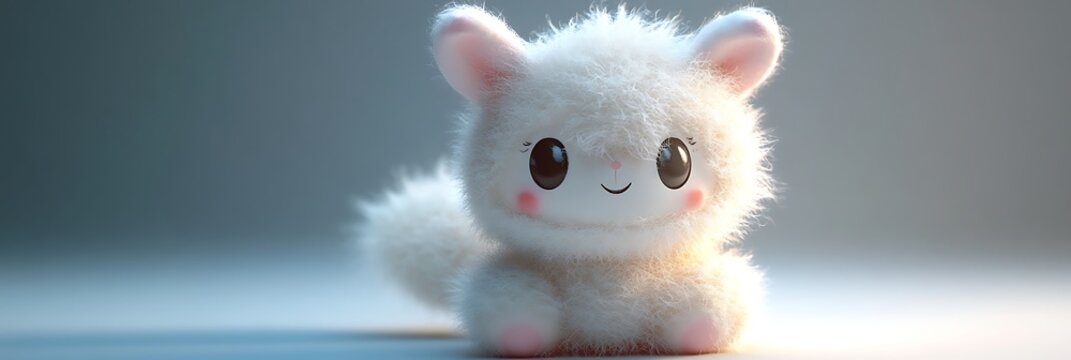 Adorable fluffy alpaca character render high detail 3d illustration for children's products and animation