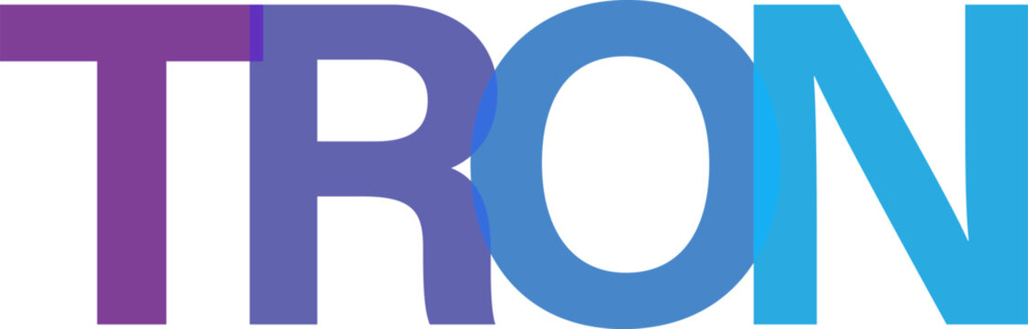 Bold modern typography design with the word TRON in vibrant overlapping blue and purple letter colors