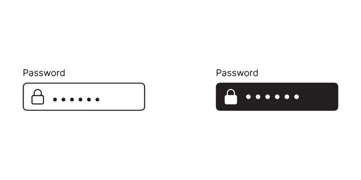 password input field designs with lock icons showing different styles of masked character display for secure login forms
