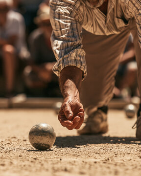 Petanque/Bocce Sporting Event: Outdoor Precision Game in Summer Team Tournament for Enthusiasts