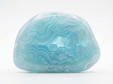 Polished Botryoidal Hemimorphite Agate Mineral Slice Light Blue Translucent Surface