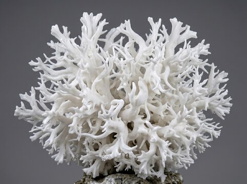White Branching Flos Ferri Aragonite Mineral Specimen Neutral Grey Surface