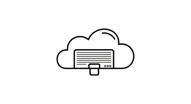 Cloud server hardware icon in thin line style