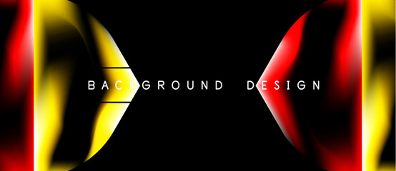 Abstract design features dynamic curves, vibrant colors. Bold text overlays black background, creating striking visual impact. © antishock