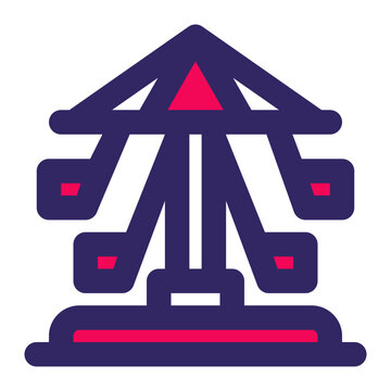 Carousel icon displays a fairground ride with bold geometric lines and contrast.