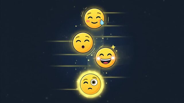 Animated Emojis Expressing Different Emotions in Digital Illustration