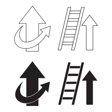 Career growth arrow and ladder success vector icon set.Editable stroke, Vector illustration, Line art Icon, Symbols.
