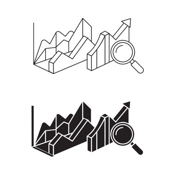 Financial chart analysis and growth graph vector icon set.Editable stroke, Vector illustration, Line art Icon, Symbols.